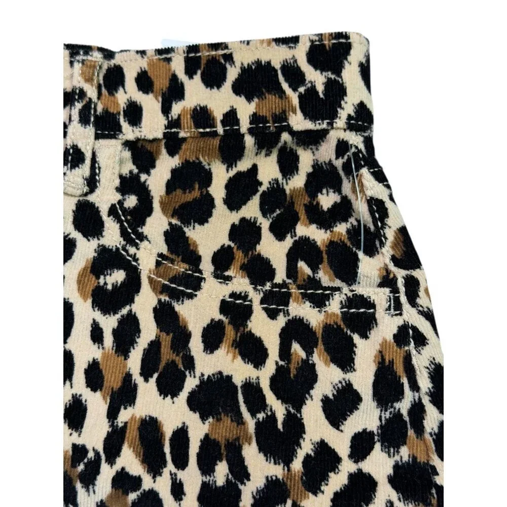 Old Navy Girls Leopard Corduroy Mini Skirt High Rise L (10–12) NWT